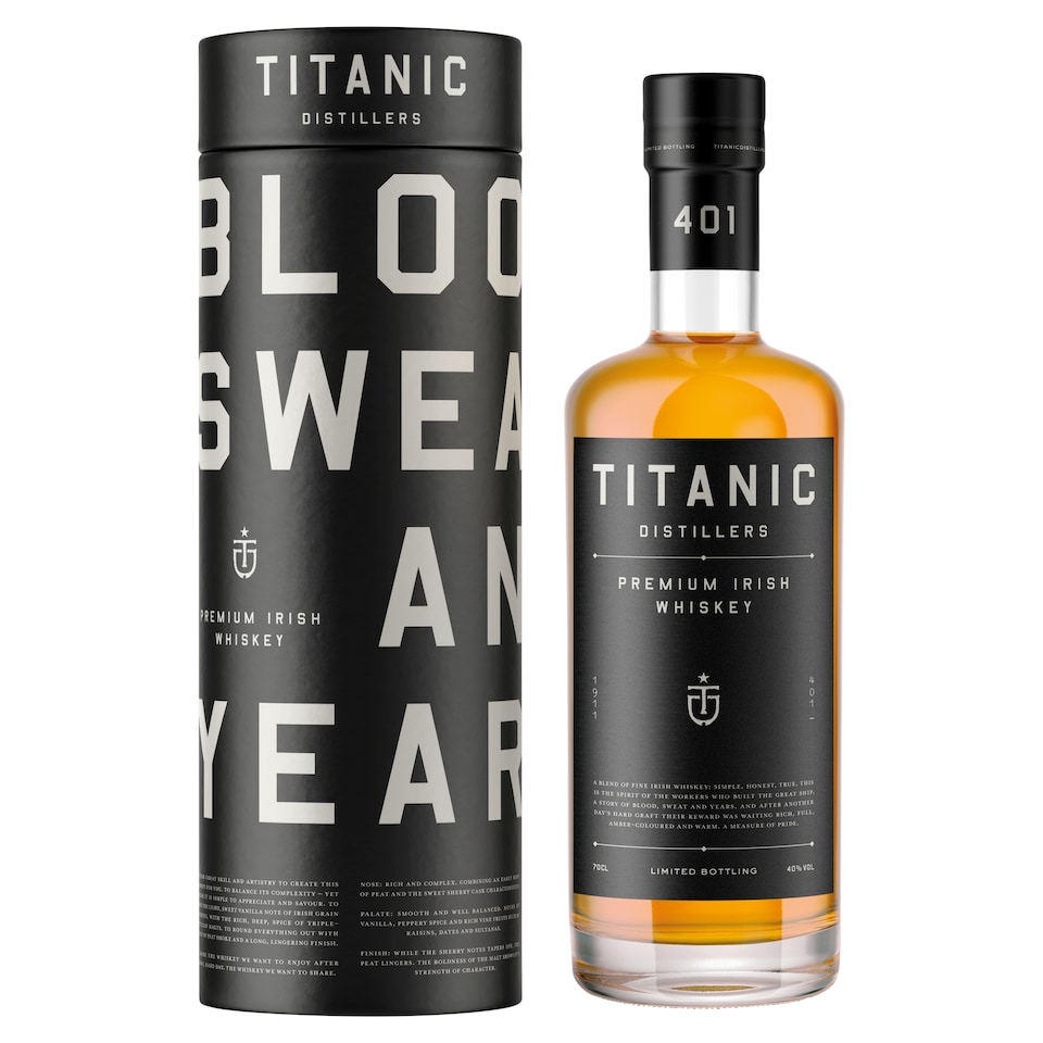 image 1 of Titanic Distillers Irish Whiskey Blood Sweat & Years 70Cl