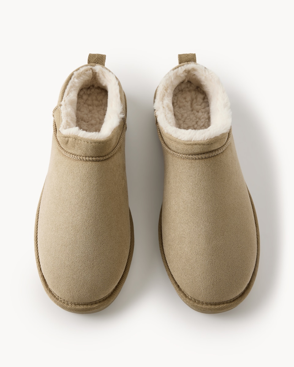 image 1 of F&F Faux Suede Slipper Boots in Tan
