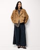 image 3 of F&F Faux Suede Cropped Trench Jacket in Med Nude