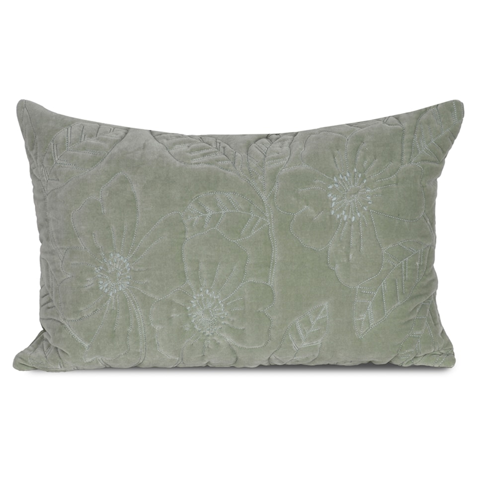 F&F Home Soft Green Embroidered Velvet Cushion