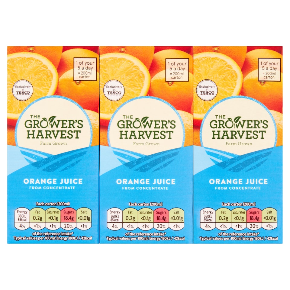 Growers Harvest Orange Juice From Concentrate 6 X 200Ml