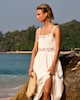 image 1 of F&F Pure Cotton Embroidered Tie Strap Midi Dress in White