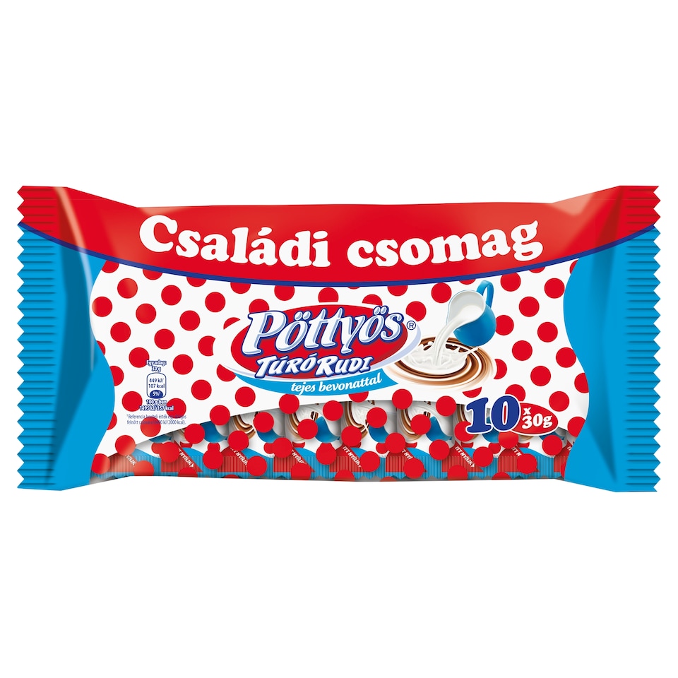 Pöttyös Túró Rudi Unflavoured Milk Chocolate Coated Cottage Cheese Dessert 10 x 30 g (300 g)