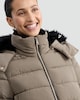 image 1 of F&F Faux Fur Trim Hooded Shower Resistant Puffer Coat in Khaki