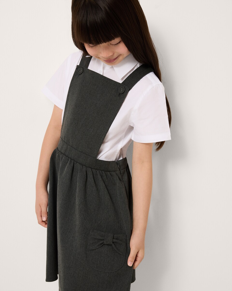 image 1 of F&F School Girls Bib Pinafore Dress in Grey
