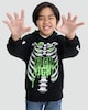 image 1 of F&F Boys Cotton Rich Fright Night Skeleton Print Hoodie in Black