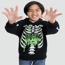 F&F Boys Cotton Rich Fright Night Skeleton Print Hoodie in Black