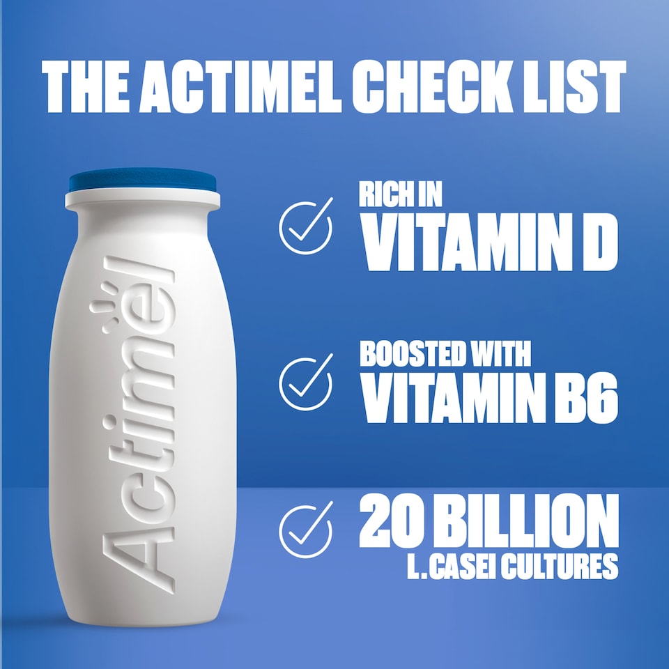 image 1 of Actimel Strawberry Immunity Live Yoghurt Drink Multipack 8X100g
