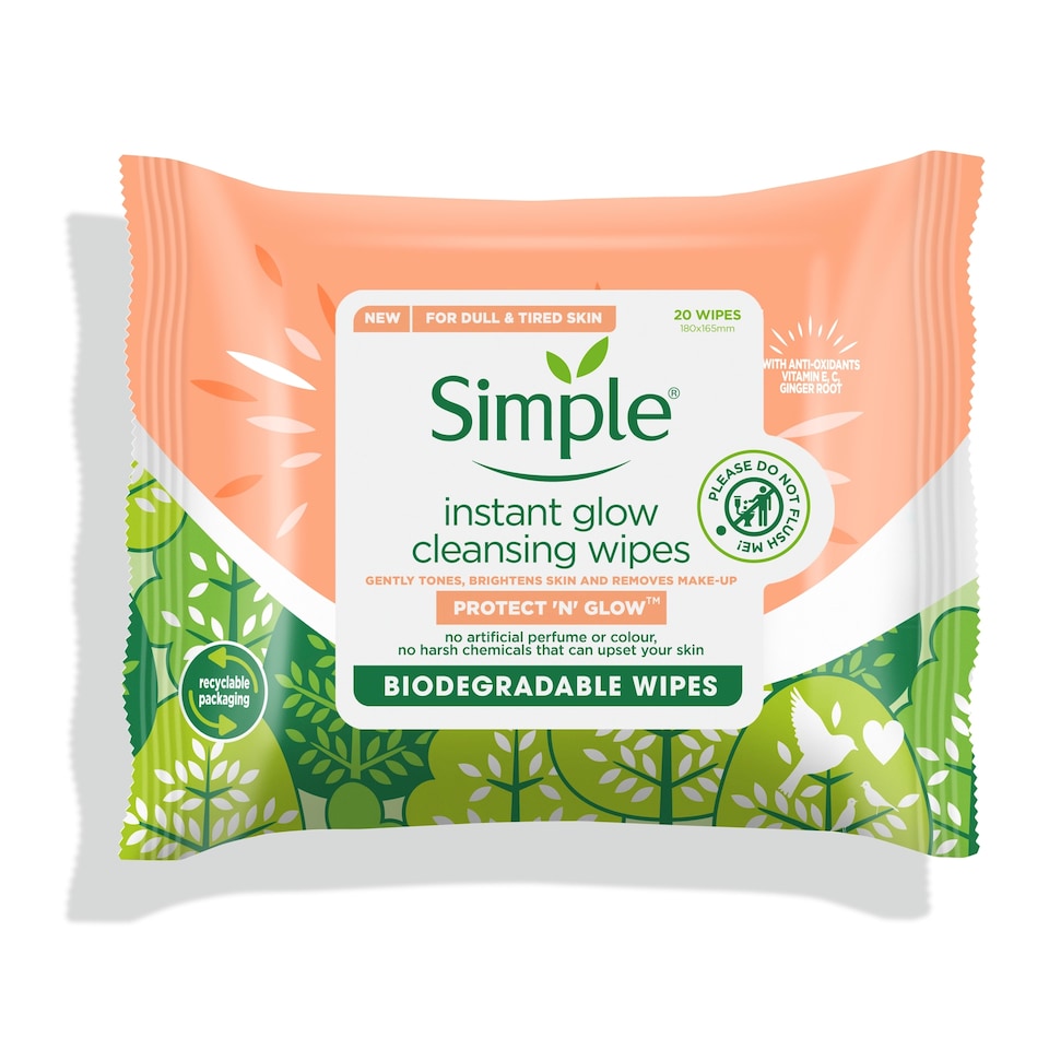 image 1 of Simple Instant Glow Cleansing Wipes X20