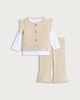 image 1 of F&F Baby 3-Piece Top, Waistcoat and Flared Leggings in Stone