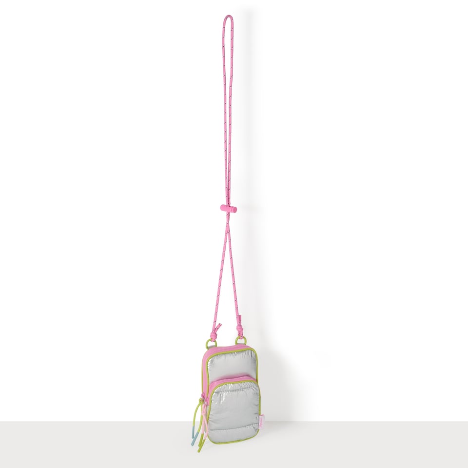 image 1 of Paperchase Something Sweet Padded Silver Phone Pouch