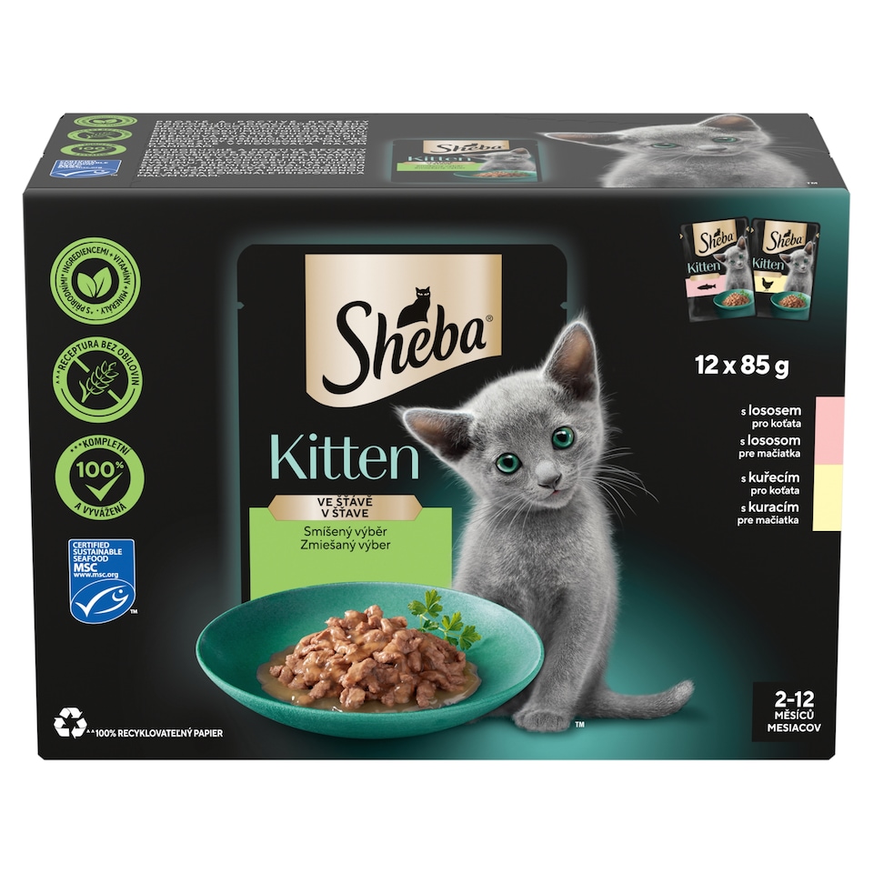 Sheba Kitten zmiešaný výber v šťave 12 x 85 g (1,02 kg)