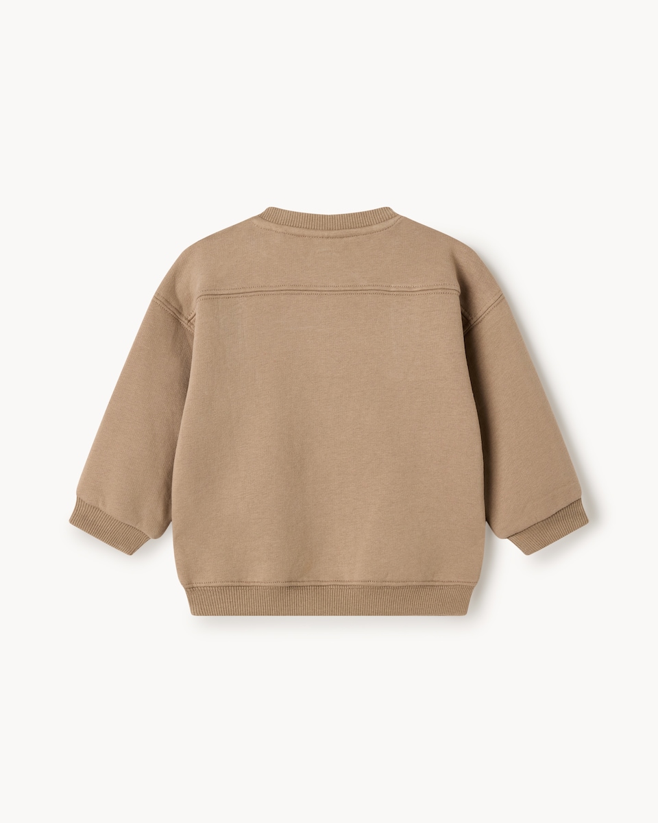 image 1 of F&F Baby Cotton Rich Little Bro Sweatshirt and Joggers Set in Tan