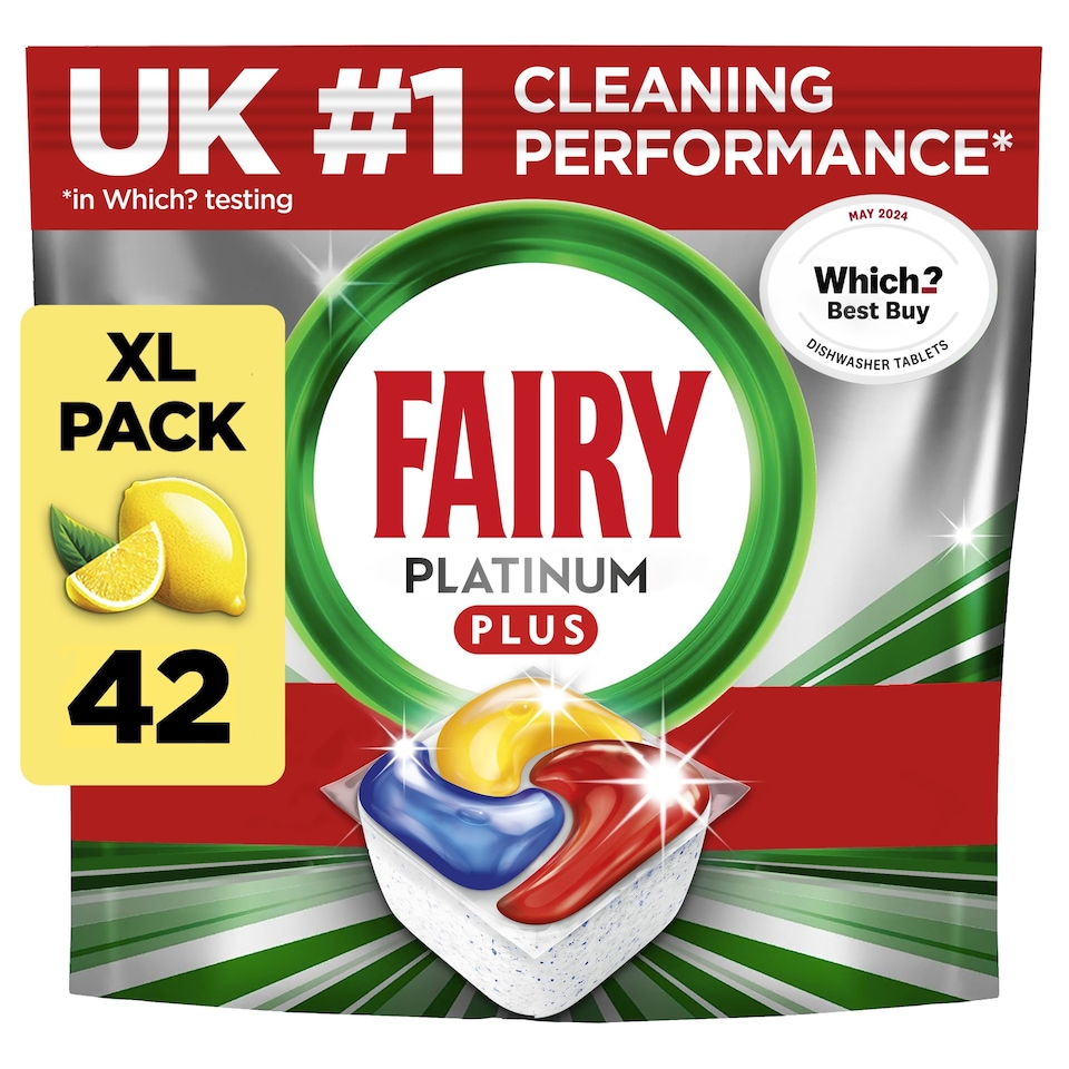 image 1 of Fairy Platinum Plus All In One 42 Dishwasher Tablets Lemon 651G