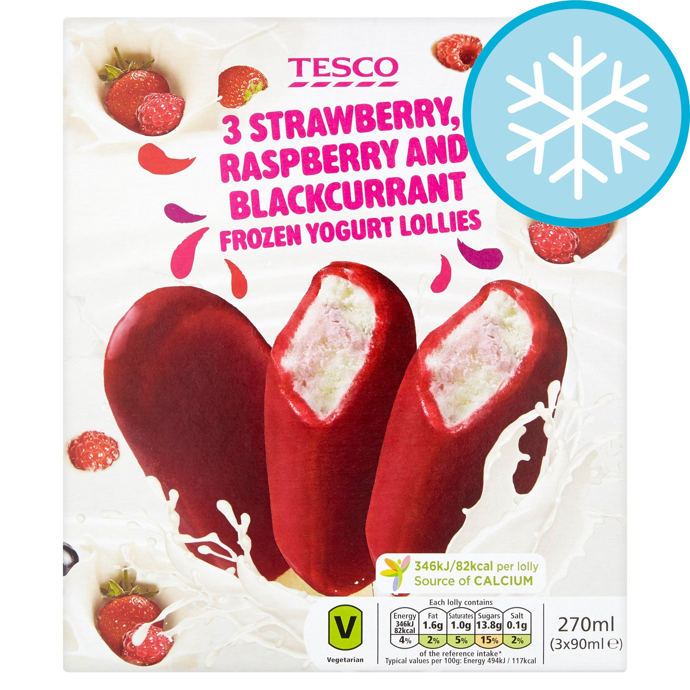 Tesco Yogurt Raspberry Tesco Mixed Berry Frozen Yoghurt Lollies 3 X 90Ml - Tesco Groceries