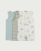 image 1 of F&F Baby 3-Pack Whale Print Sleeveless Rompers in Multi