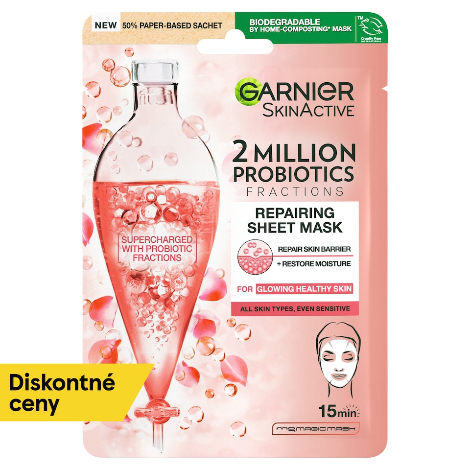 Garnier Skin Naturals textilná maska s probiotickými frakciami, 22 g