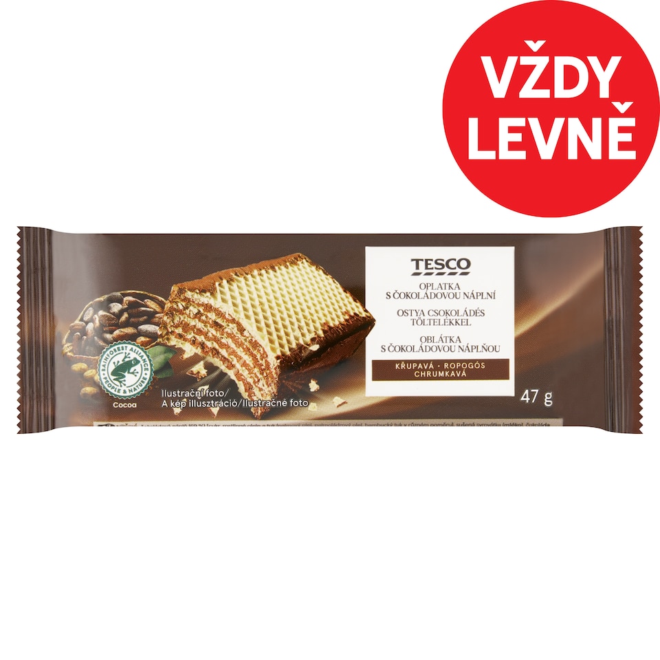Tesco Oplatka s čokoládovou náplní 47g