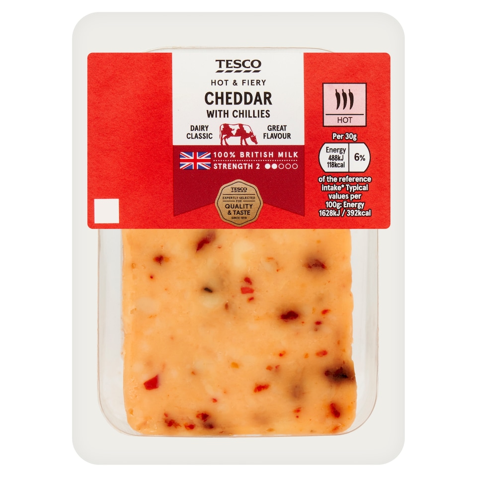 Tesco Cheddar With Chillies 200 G