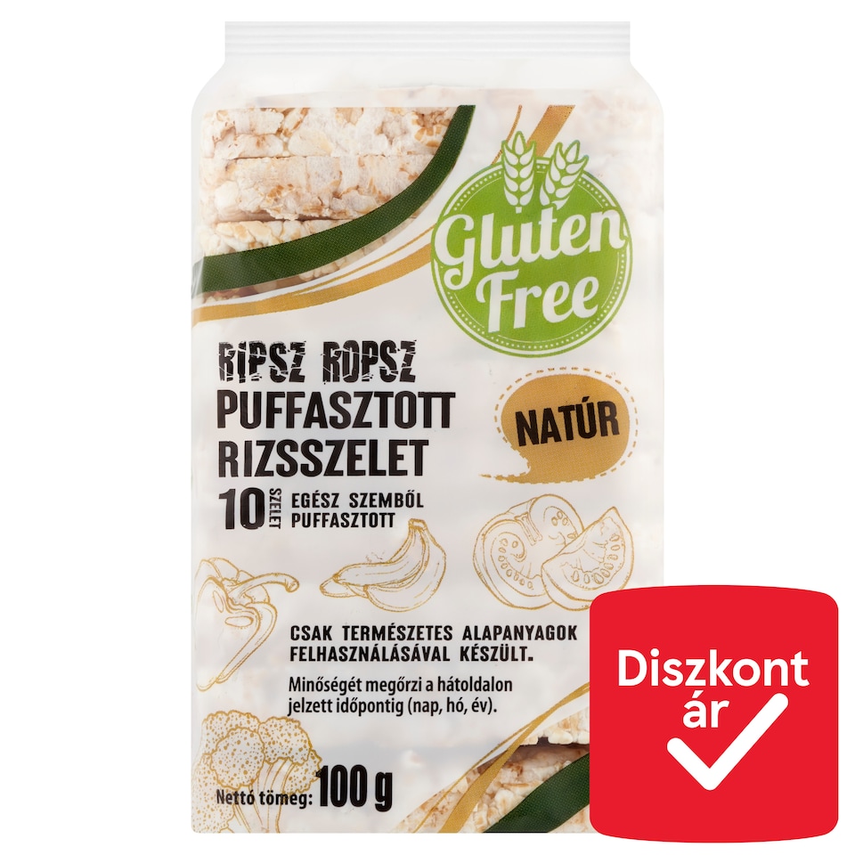 Ripsz Ropsz natúr puffasztott rizsszelet 100 g  1. kép