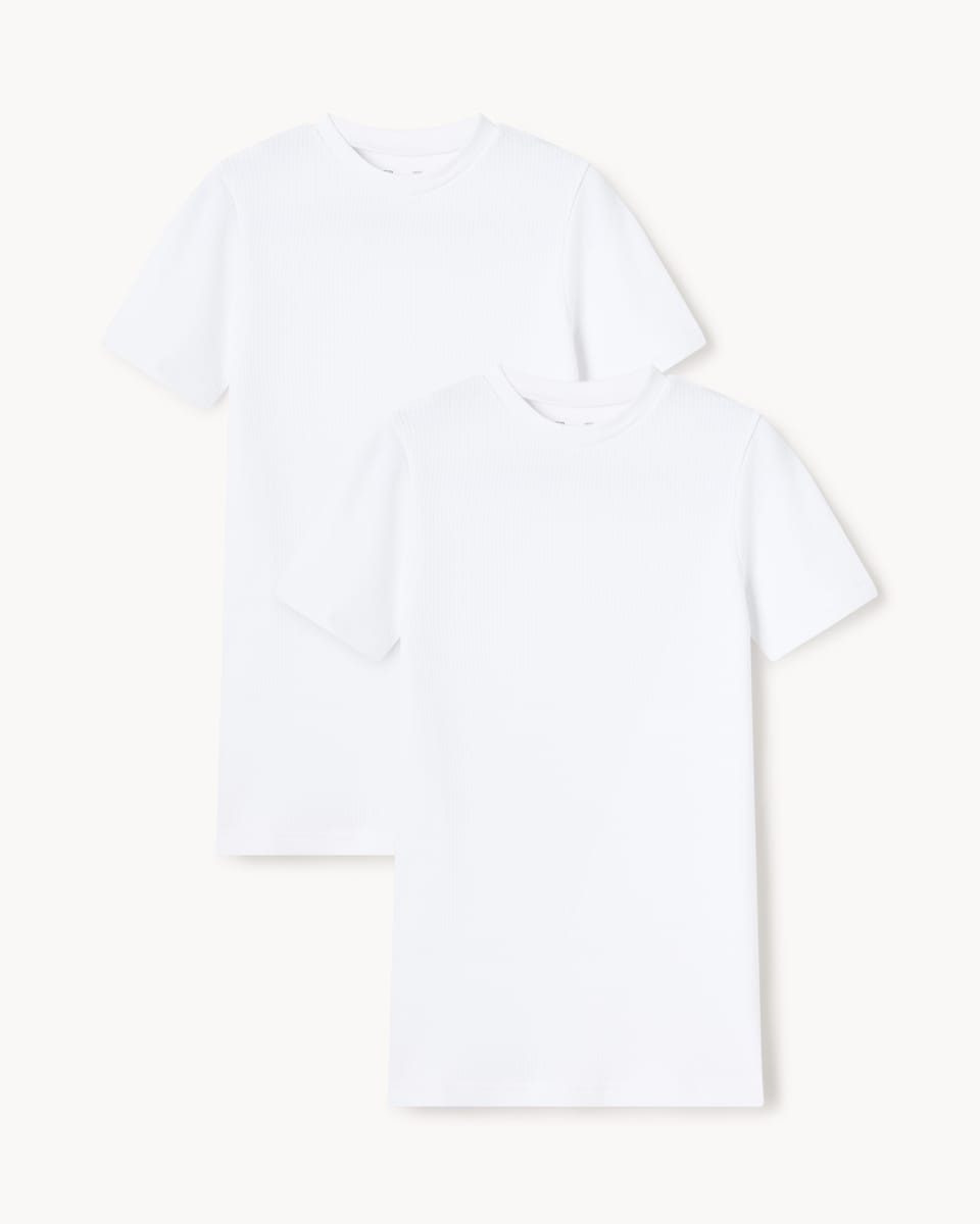 image 1 of F&F Boys 2-Pack WARMPLUS™ Medium Warmth Thermal Tops in White