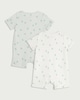 image 2 of F&F Baby 2-Pack Cotton Rich Ribbed Short Sleeved Rompers in Green