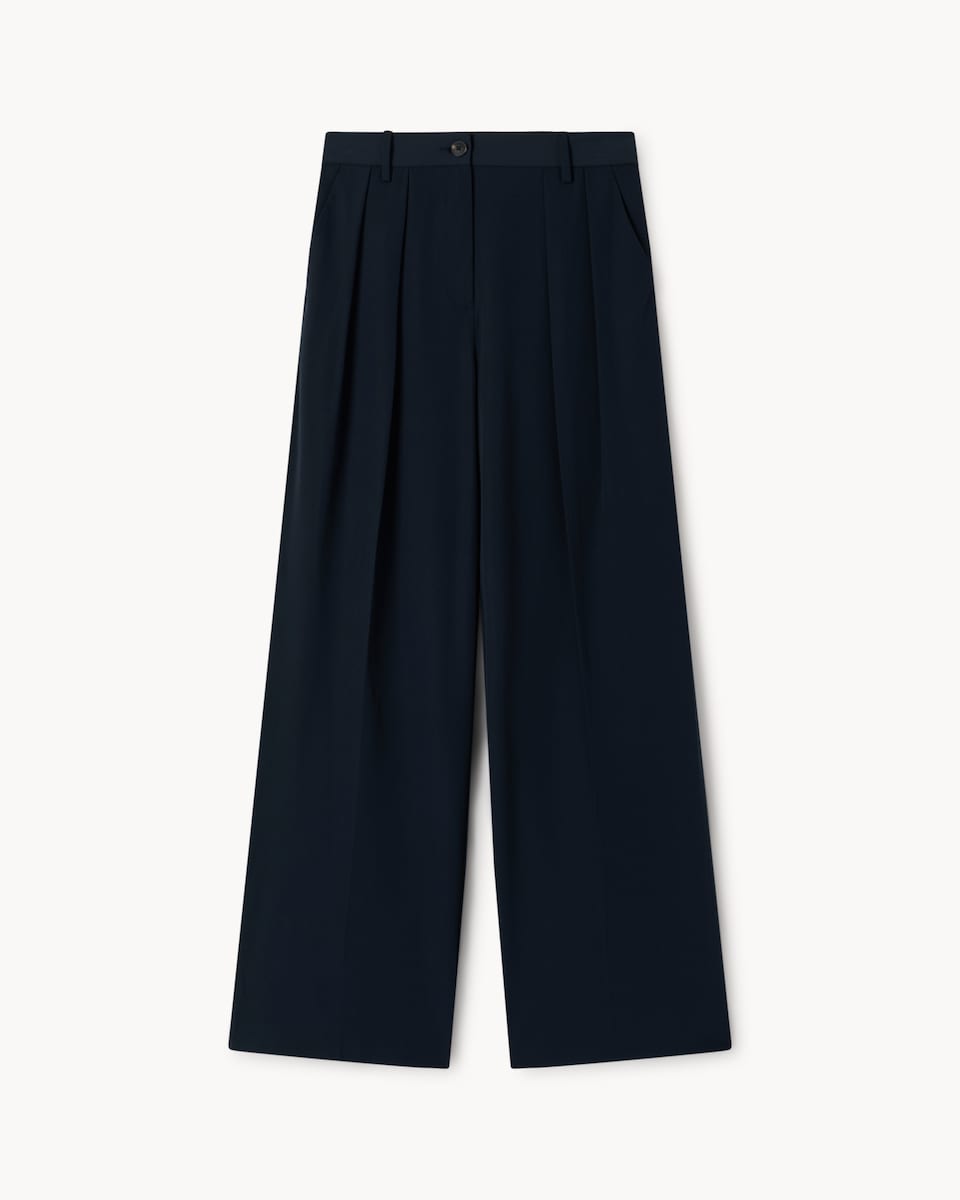 image 1 of F&F Pleated Wide Leg Co-ord Trousers in Navy
