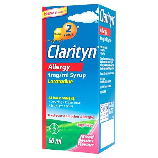 Clarityn Syrup Mixed Berry Flavoured Sugar Free 60Ml Tesco Groceries