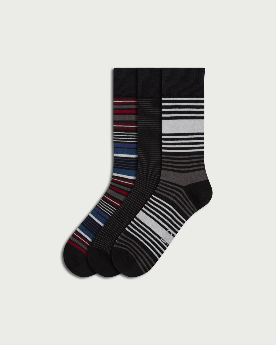 Ted Baker 3-Pack Cotton Rich Patterned Ankle Socks in Multi