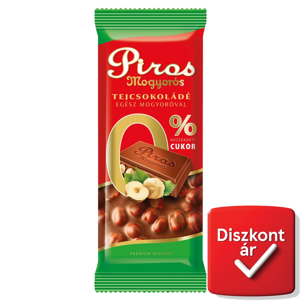 Piros Mogyorós Milk Chocolate with Whole Hazelnut 70 g