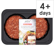Tesco Finest 2 Certified Irish Angus 5oz BBQ Beef Burger 284g