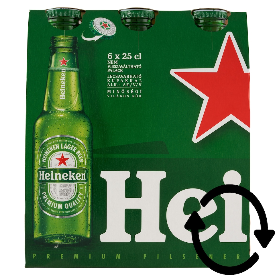 Heineken minőségi világos sör 5% 6 x 25 cl