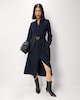 image 2 of F&F Shirt Belted Midi Dress in Navy