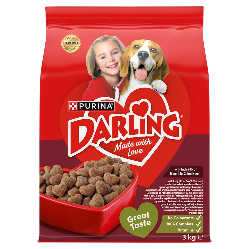 image 1 of Purina Darling Complete Pet Food for Adult Dogs with Beef and Chicken 3 kg