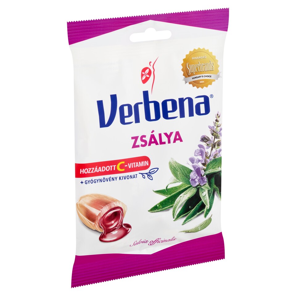 Verbena töltött keménycukorka mézzel, zsálya kivonattal és C-vitaminnal 60 g