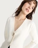 image 1 of The F&F Edit V Neck Metal Accent Cardigan in Cream