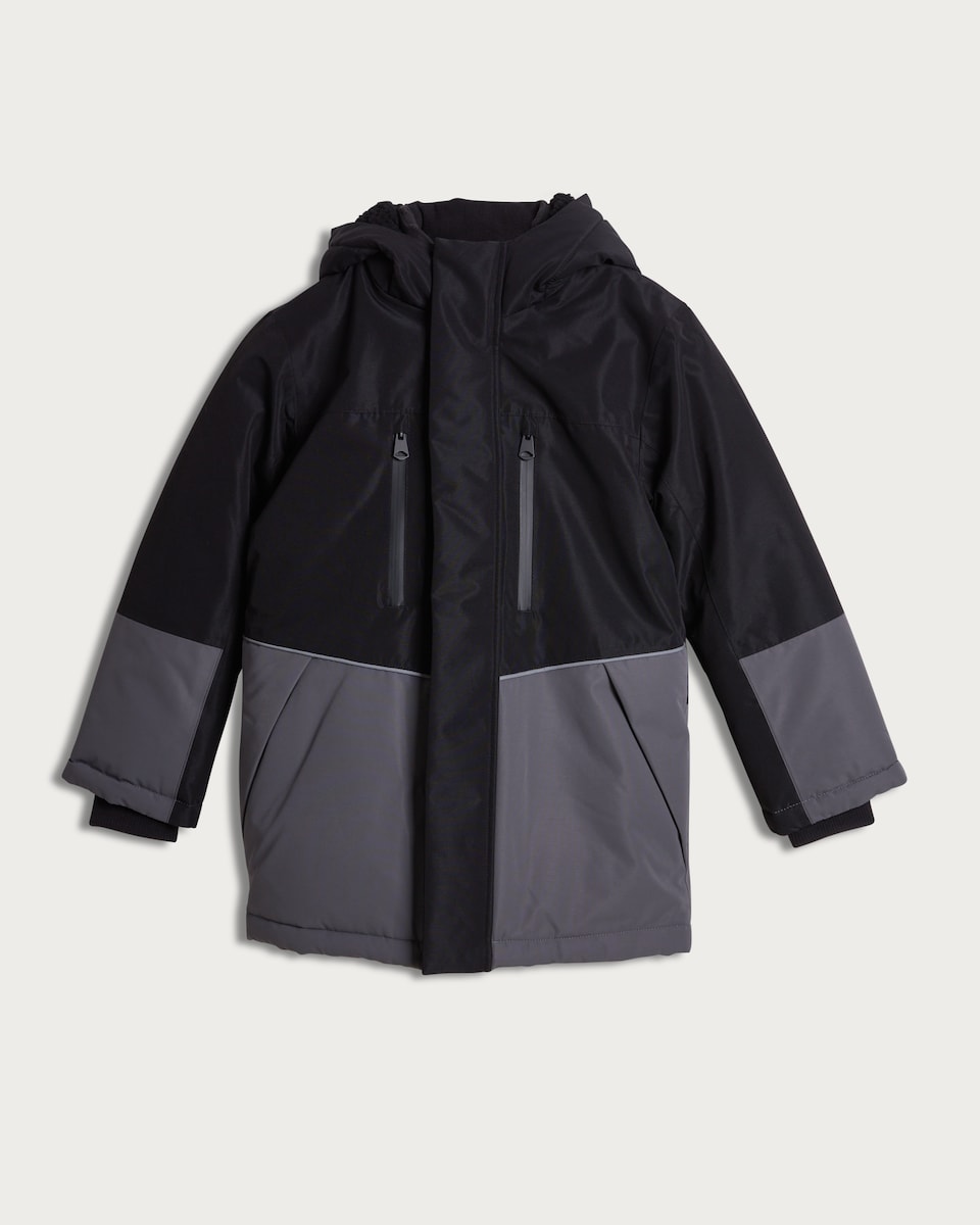 F&F Boys Colour Block Hooded Waterproof Jacket in Grey