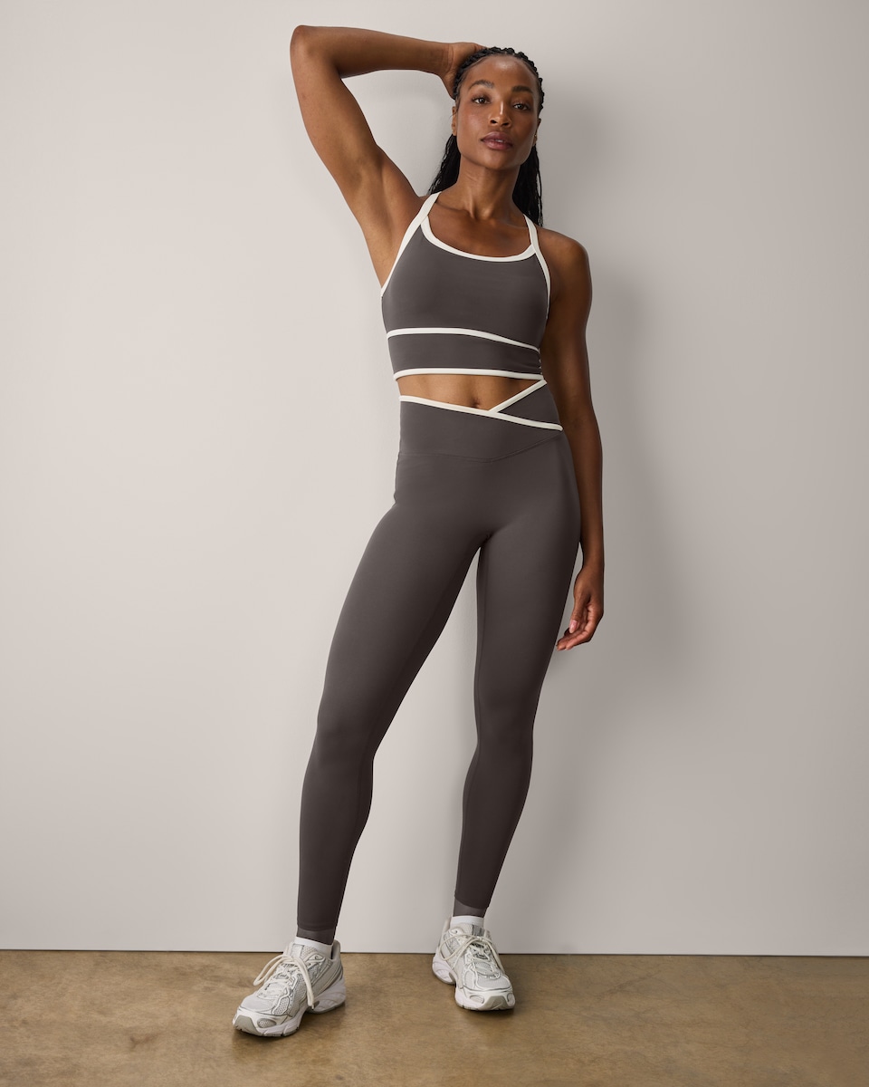 image 1 of F&F Active ULTRASTRETCH Crossover High Waisted Leggings in Grey