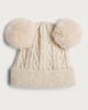 image 1 of F&F Girls Cable Knit Pom Pom Hat in Neutral