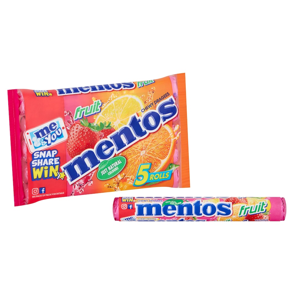 image 1 of Mentos Fruit Che Wy Sweets 5 X 38 G