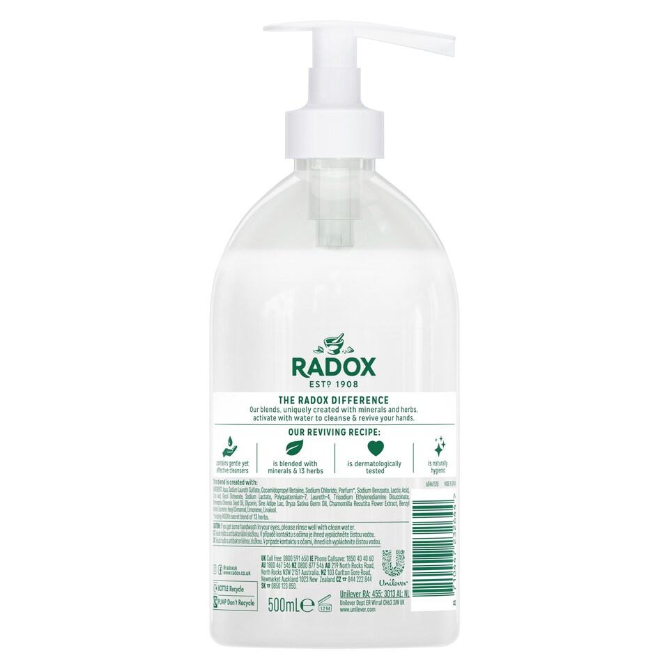 image 1 of Radox Liquid Handwash Care & Moisturise 500Ml