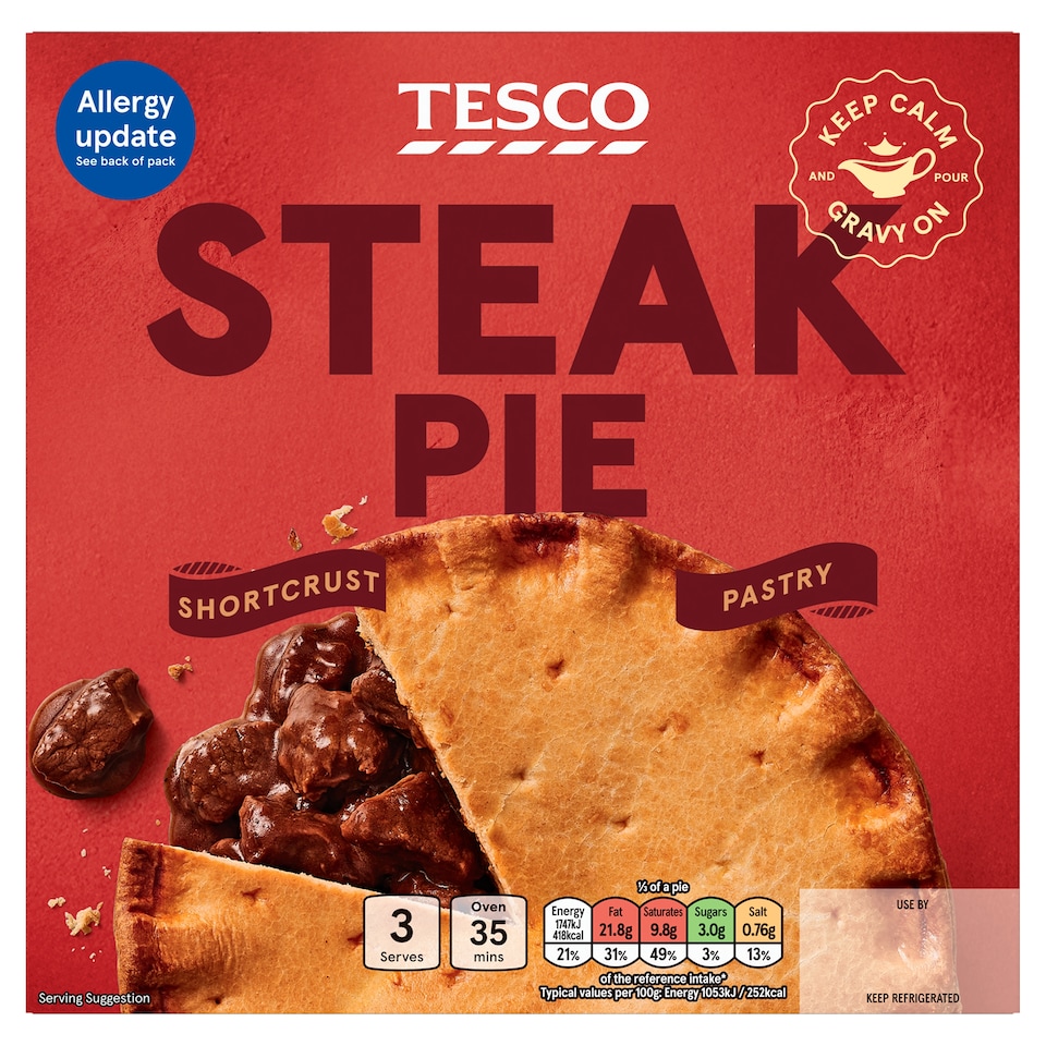 Tesco Steak Shortcrust Pie 500G