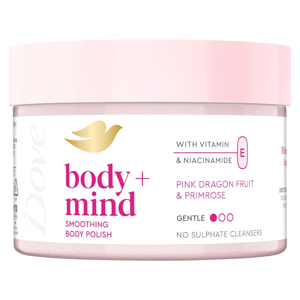 image 1 of Dove Body + Mind Dragonfruit & Primrose Bath Scrub 295ml