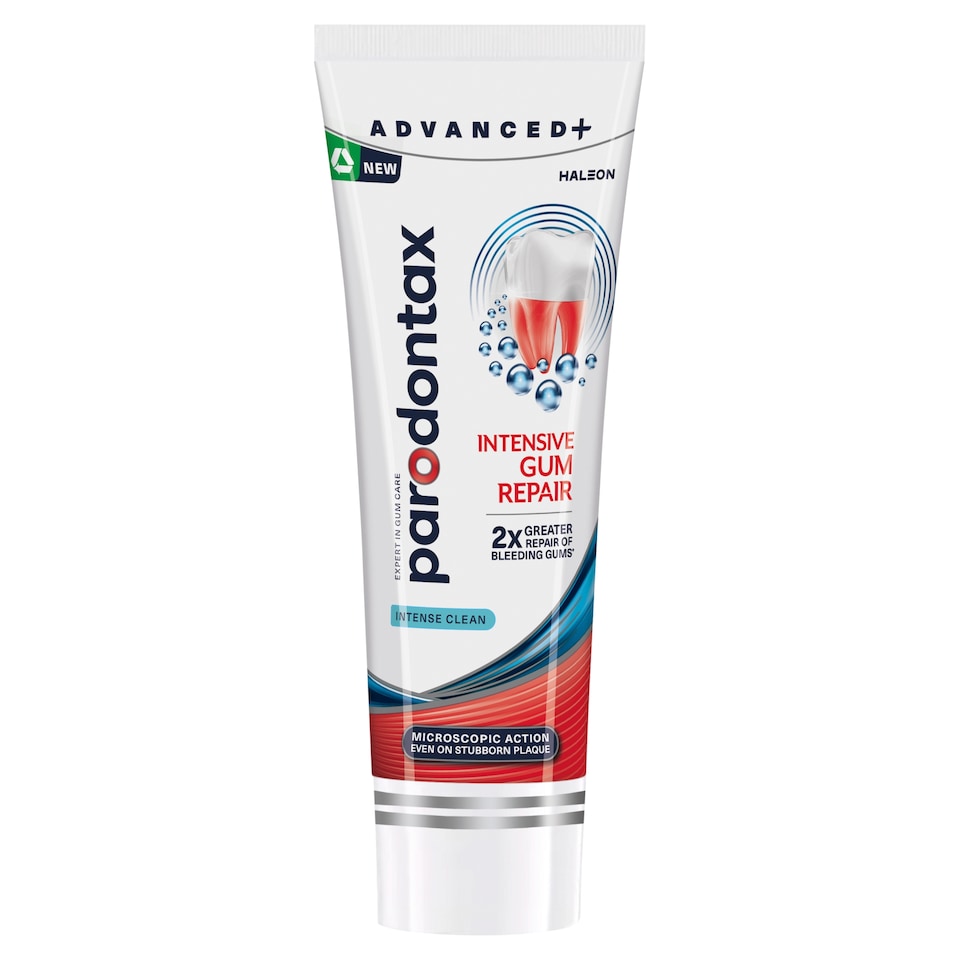 Obrázek 1 pro produkt Parodontax Advanced+ Intensive Gum Repair Intense Clean zubní pasta s fluoridem 75ml