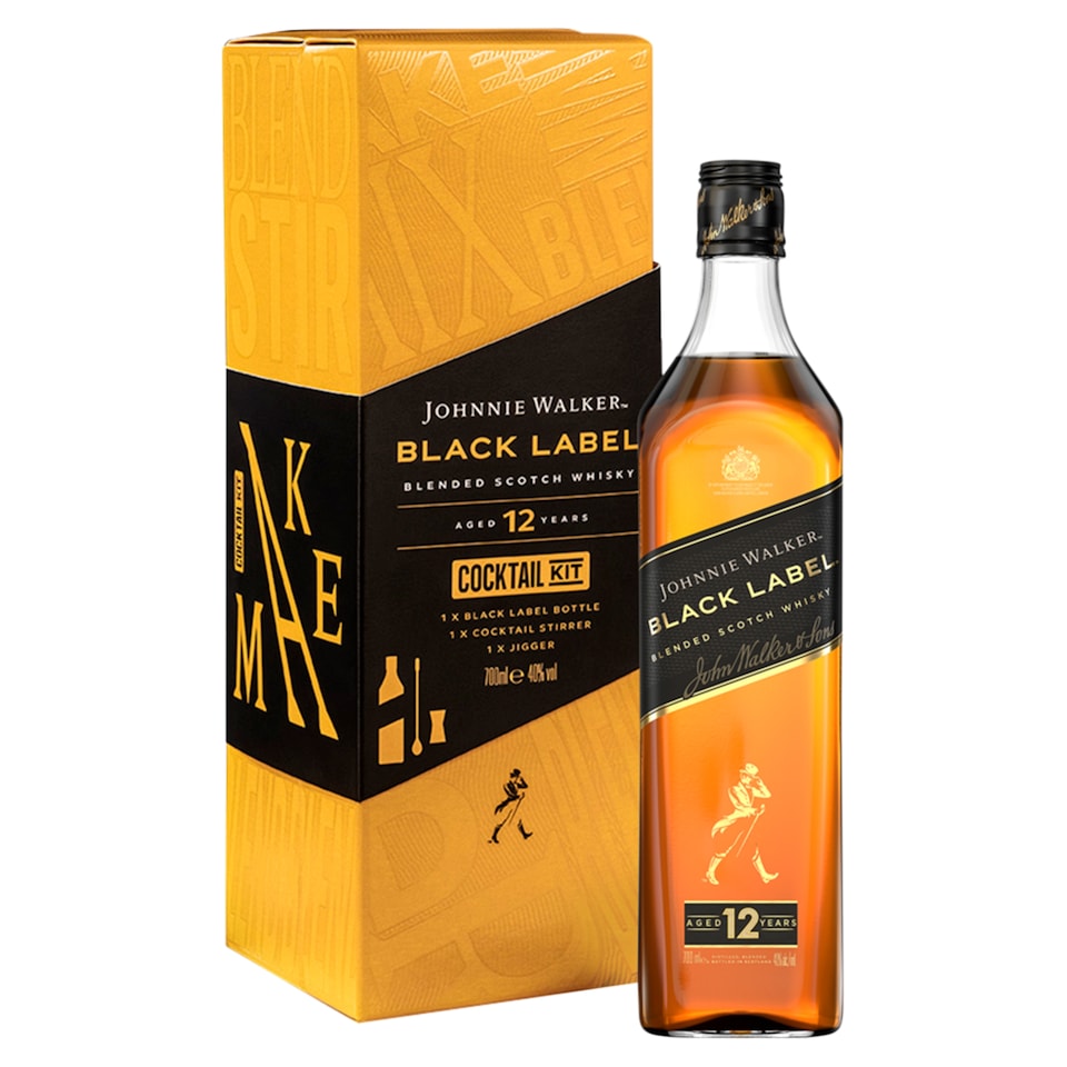 Johnnie Walker Black Label skót whisky 40% 0,7 l + Koktélkészlet