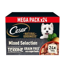 Cesar Natural Goodness Grain Free Adult Wet Dog Food Mix Terrine 24x100g Tray