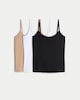 image 2 of F&F 3-Pack Cotton Rich Spaghetti Strap Vests in Multi