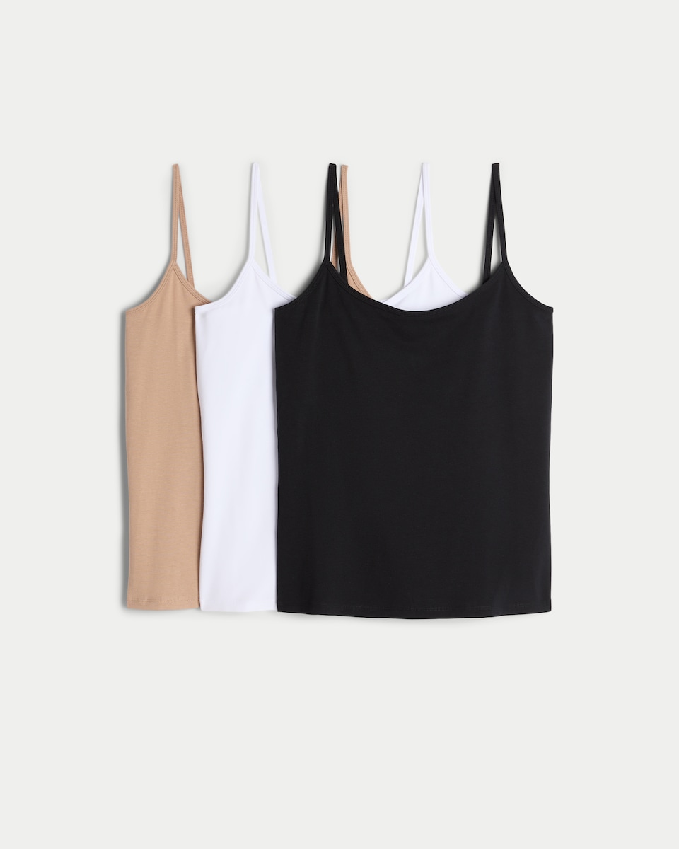 image 1 of F&F 3-Pack Cotton Rich Spaghetti Strap Vests in Multi