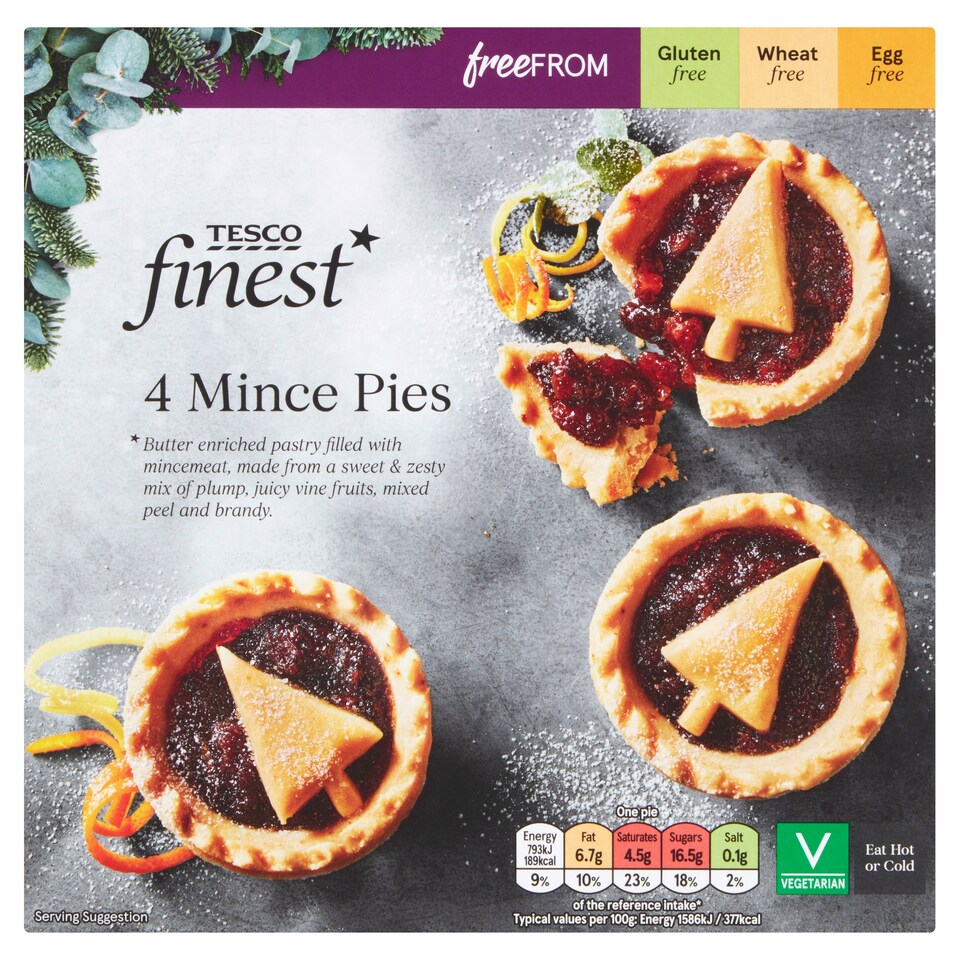 Tesco Finest Free From All Butter Mince Pies 4 Pack 200g