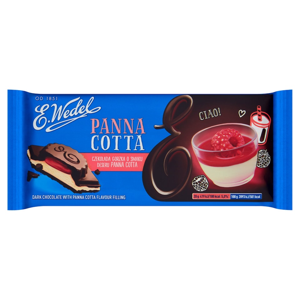 E Wedel Dark Chocolate & Panna Cotta Flavoured 100G Tesco Groceries